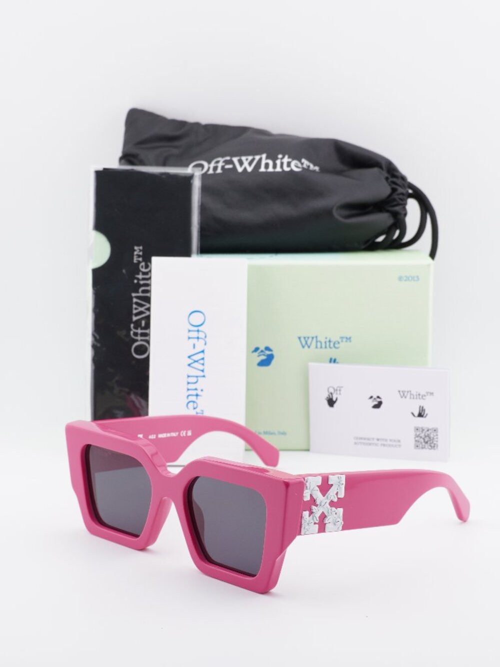 Off-White OERI003 6807 Square Sunglasses – Pink / Grey